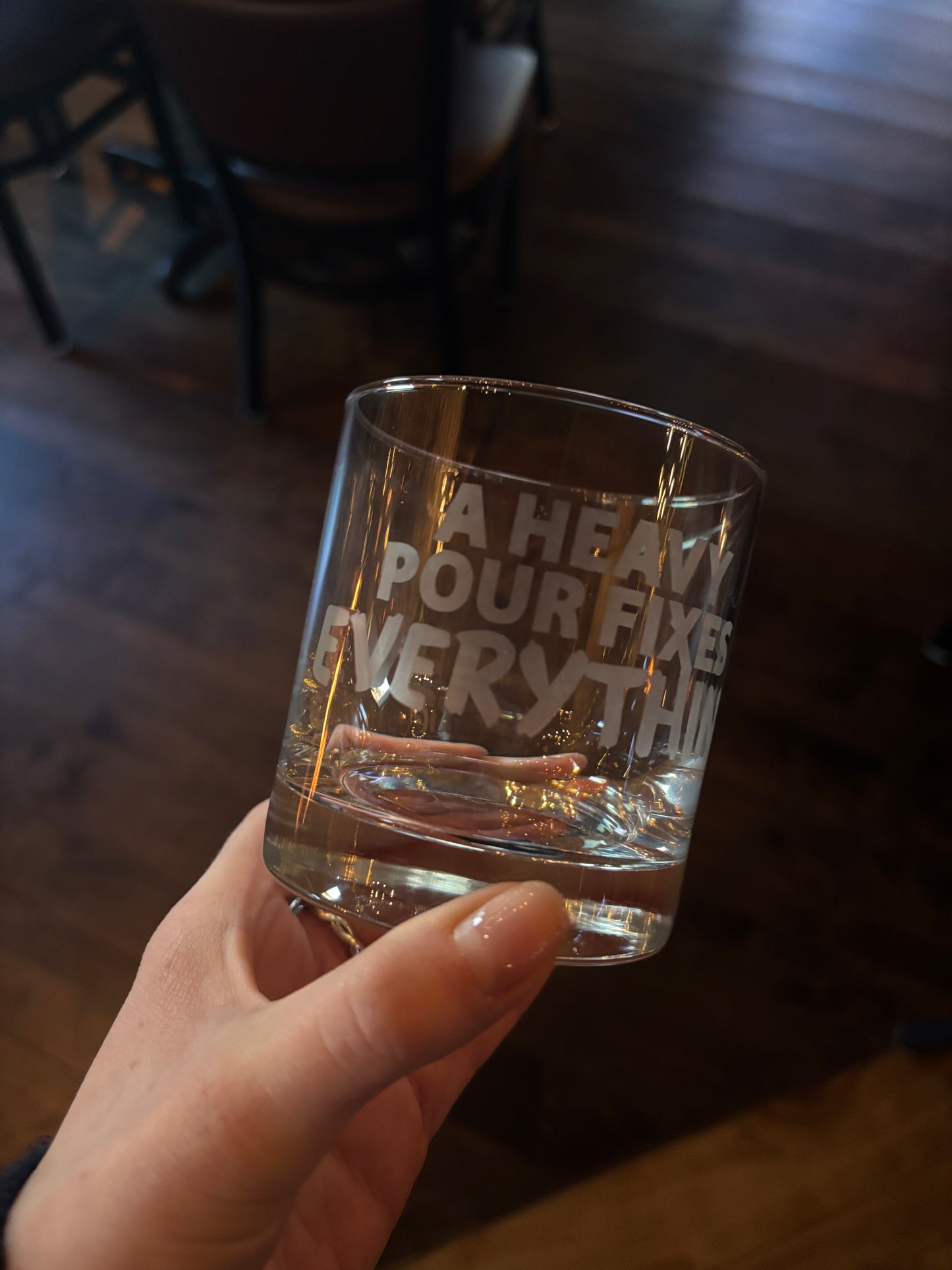 "A Heavy Pour Fixes Everything" - Rocks Glass